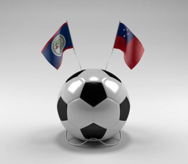 Belize - Samoa Futbol Bayrakları, Beyaz Arkaplan - 3D Render