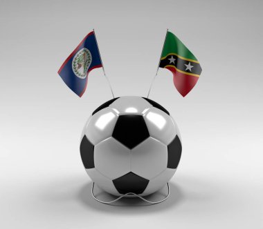 Belize - Saint-Kitts-and-Nevis Futbol Bayrakları, Beyaz Arkaplan - 3D Render
