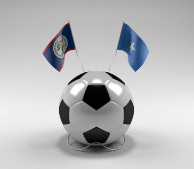 Belize - Somali Futbol Bayrakları, Beyaz Arkaplan - 3D Render