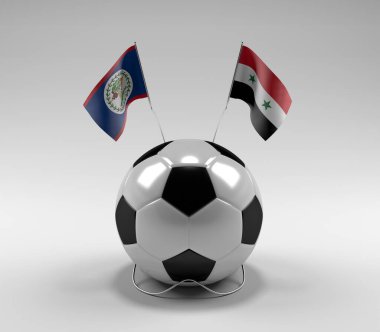 Belize - Suriye Futbol Bayrakları, Beyaz Arkaplan - 3D Render