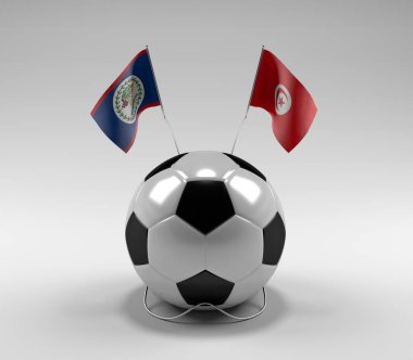 Belize - Tunus Futbol Bayrakları, Beyaz Arkaplan - 3D Render