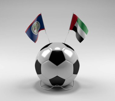 Belize - Birleşik Arap-Emirlikleri Futbol Bayrakları, Beyaz Arkaplan - 3D Render