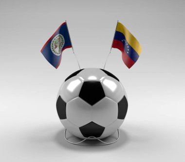 Belize - Venezuela Futbol Bayrakları, Beyaz Arkaplan - 3D Render