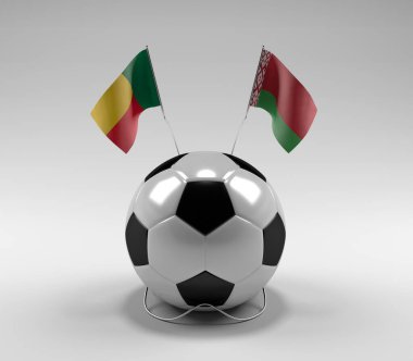 Benin - Beyaz Futbol Bayrakları, Beyaz Arkaplan - 3D Render