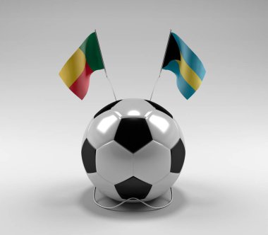 Benin - Bahamalar Futbol Bayrakları, Beyaz Arkaplan - 3D Render