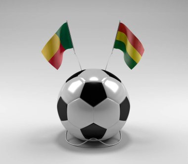 Benin - Bolivya Futbol Bayrakları, Beyaz Arkaplan - 3D Render
