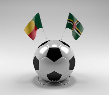 Benin - Dominica Futbol Bayrakları, Beyaz Arkaplan - 3D Render