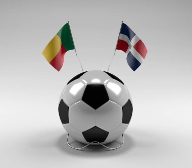 Benin - Dominik Cumhuriyeti Futbol Bayrakları, Beyaz Arkaplan - 3D Render