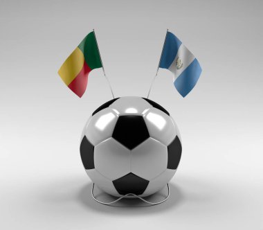 Benin - Guatemala Futbol Bayrakları, Beyaz Arkaplan - 3D Render