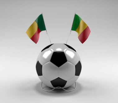 Benin - Mali Futbol Bayrakları, Beyaz Arkaplan - 3D Render