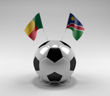 Benin - Namibya Futbol Bayrakları, Beyaz Arkaplan - 3D Render