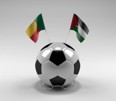 Benin - Filistin Futbol Bayrakları, Beyaz Arkaplan - 3D Render