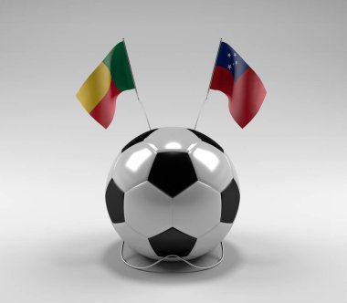 Benin - Samoa Futbol Bayrakları, Beyaz Arkaplan - 3D Render