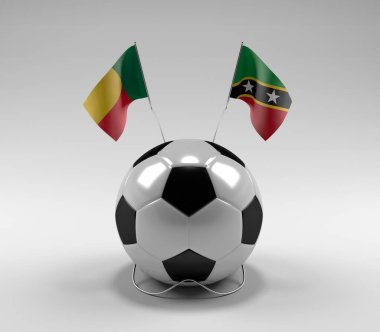 Benin-Saint-Kitts-and-Nevis Futbol Bayrakları, Beyaz Arkaplan - 3D Render