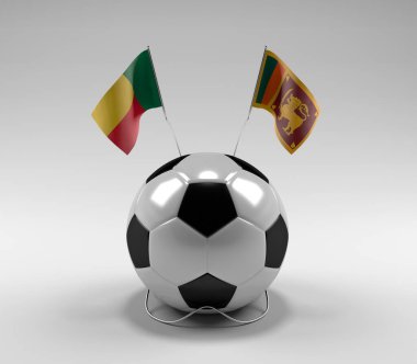 Benin - Sri-Lanka Futbol Bayrakları, Beyaz Arkaplan - 3D Render