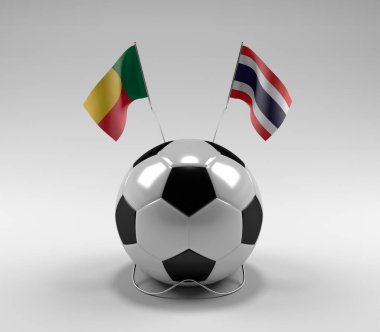 Benin - Tayland Futbol Bayrakları, Beyaz Arkaplan - 3D Render