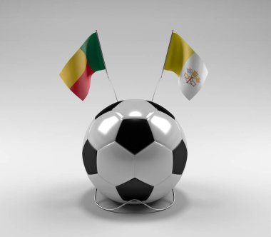 Benin - Vatikan-Şehir Futbol Bayrakları, Beyaz Arkaplan - 3D Render
