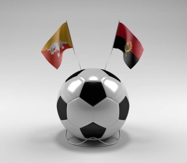 Bhutan - Angola Futbol Bayrakları, Beyaz Arkaplan - 3D Render