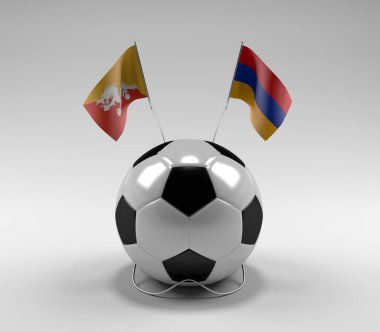 Bhutan - Ermenistan Futbol Bayrakları, Beyaz Arkaplan - 3D Render