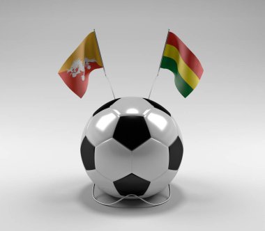 Bhutan - Bolivya Futbol Bayrakları, Beyaz Arkaplan - 3D Render