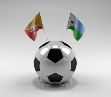 Bhutan - Cibuti Futbol Bayrakları, Beyaz Arkaplan - 3D Render