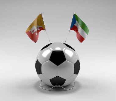 Bhutan - Ekvator-Gine Futbol Bayrakları, Beyaz Arkaplan - 3D Render