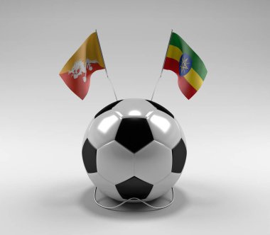 Bhutan - Etiyopya Futbol Bayrakları, Beyaz Arkaplan - 3D Render