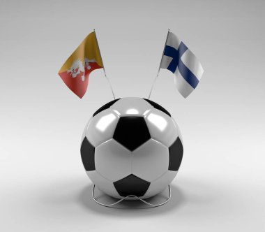 Butan - Finlandiya Futbol Bayrakları, Beyaz Arkaplan - 3D Render