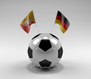 Bhutan - Almanya Futbol Bayrakları, Beyaz Arkaplan - 3D Render