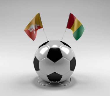Bhutan - Gine Futbol Bayrakları, Beyaz Arkaplan - 3D Render