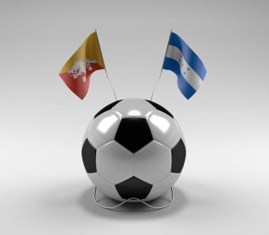 Bhutan - Honduras Futbol Bayrakları, Beyaz Arkaplan - 3D Render