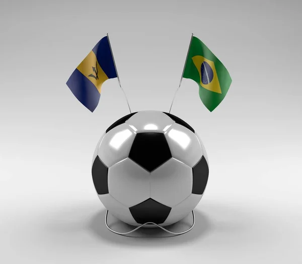 Barbados Bandeiras Futebol Brasil Fundo Branco Render — Fotografia de Stock