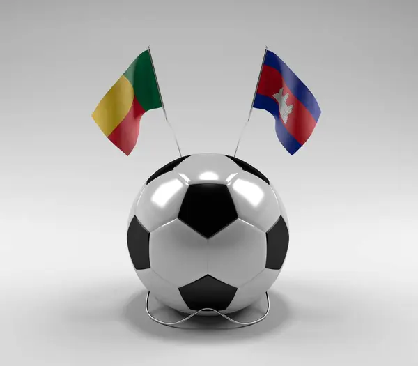 Benin Cambodia Football Flags White Background Render — Stock Photo, Image