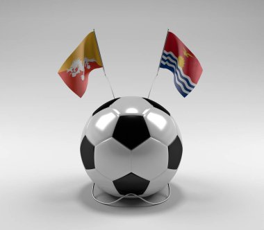 Bhutan - Kiribati Futbol Bayrakları, Beyaz Arkaplan - 3D Render