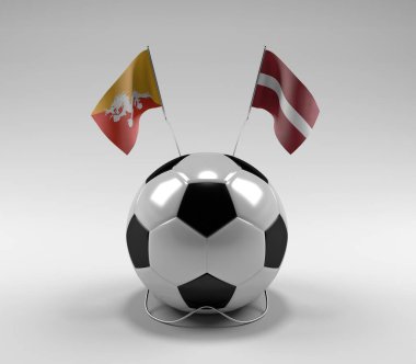 Bhutan - Letonya Futbol Bayrakları, Beyaz Arkaplan - 3D Render