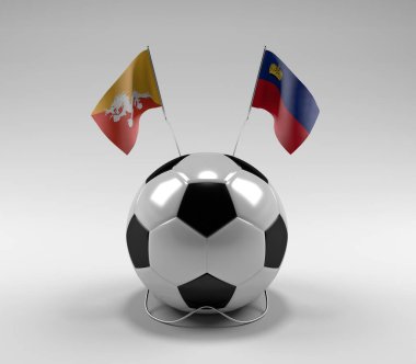 Bhutan - Lihtenştayn Futbol Bayrakları, Beyaz Arkaplan - 3D Render
