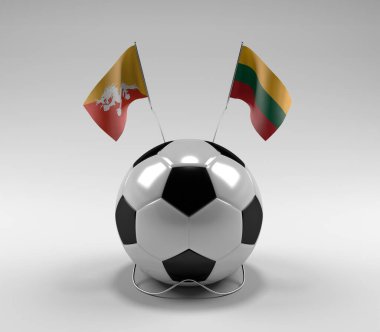 Bhutan - Litvanya Futbol Bayrakları, Beyaz Arkaplan - 3D Render