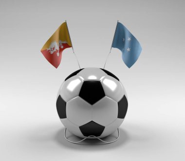Bhutan - Mikronezya Futbol Bayrakları, Beyaz Arkaplan - 3D Render