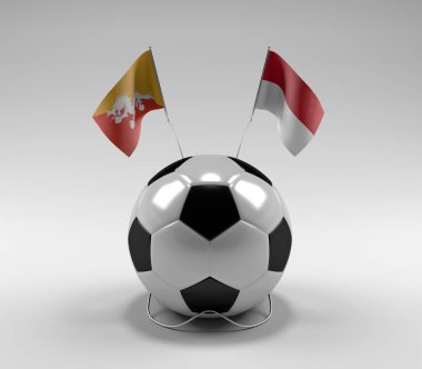 Bhutan - Monako Futbol Bayrakları, Beyaz Arkaplan - 3D Render