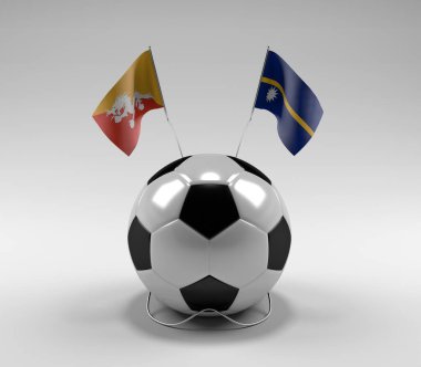 Bhutan - Nauru Futbol Bayrakları, Beyaz Arkaplan - 3D Render
