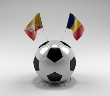 Bhutan - Romanya Futbol Bayrakları, Beyaz Arkaplan - 3D Render
