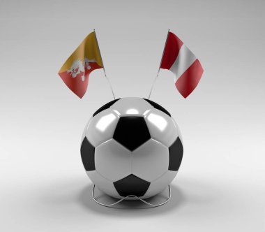 Bhutan - Peru Futbol Bayrakları, Beyaz Arkaplan - 3D Render