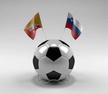 Butan - Slovenya Futbol Bayrakları, Beyaz Arkaplan - 3D Render