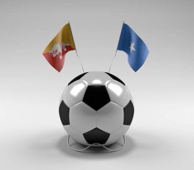 Bhutan - Somali Futbol Bayrakları, Beyaz Arkaplan - 3D Render