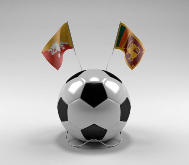 Bhutan - Sri-Lanka Futbol Bayrakları, Beyaz Arkaplan - 3D Render