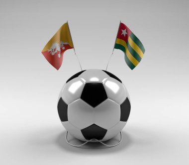 Bhutan - Togo Futbol Bayrakları, Beyaz Arkaplan - 3D Render