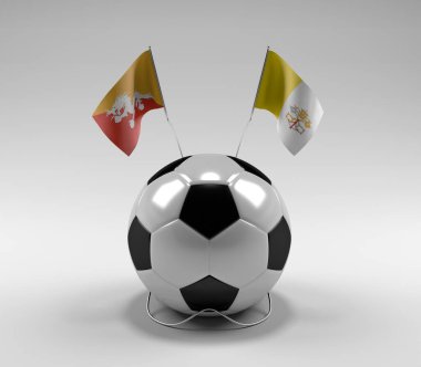 Bhutan - Vatikan-Şehir Futbol Bayrakları, Beyaz Arkaplan - 3D Render