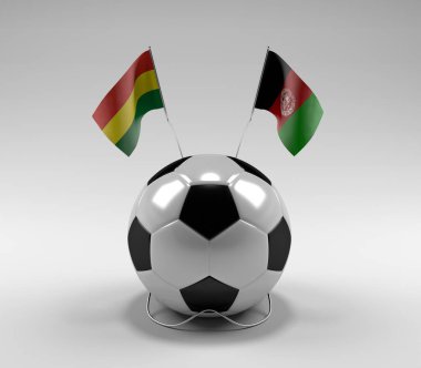 Bolivya - Afganistan Futbol Bayrakları, Beyaz Arkaplan - 3D Render
