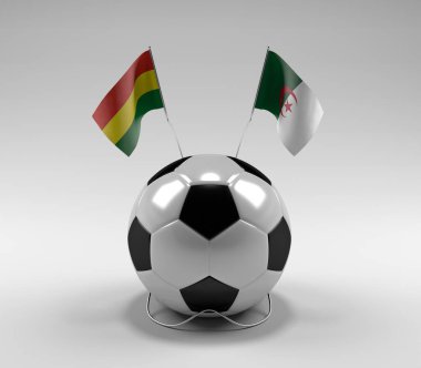 Bolivya - Cezayir Futbol Bayrakları, Beyaz Arkaplan - 3D Render