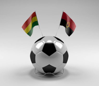 Bolivya - Angola Futbol Bayrakları, Beyaz Arkaplan - 3D Render